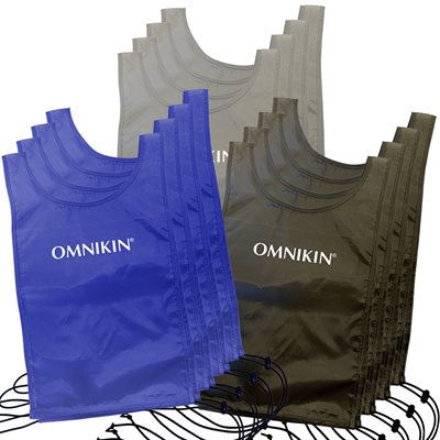 Set of 12 Omnikin® Pinnies, Blue, Grey and Black