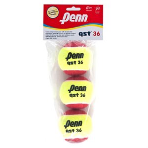 Pack of 3 Penn® «QST 36» Felt Tennis Balls, Junior Age 8 and Under