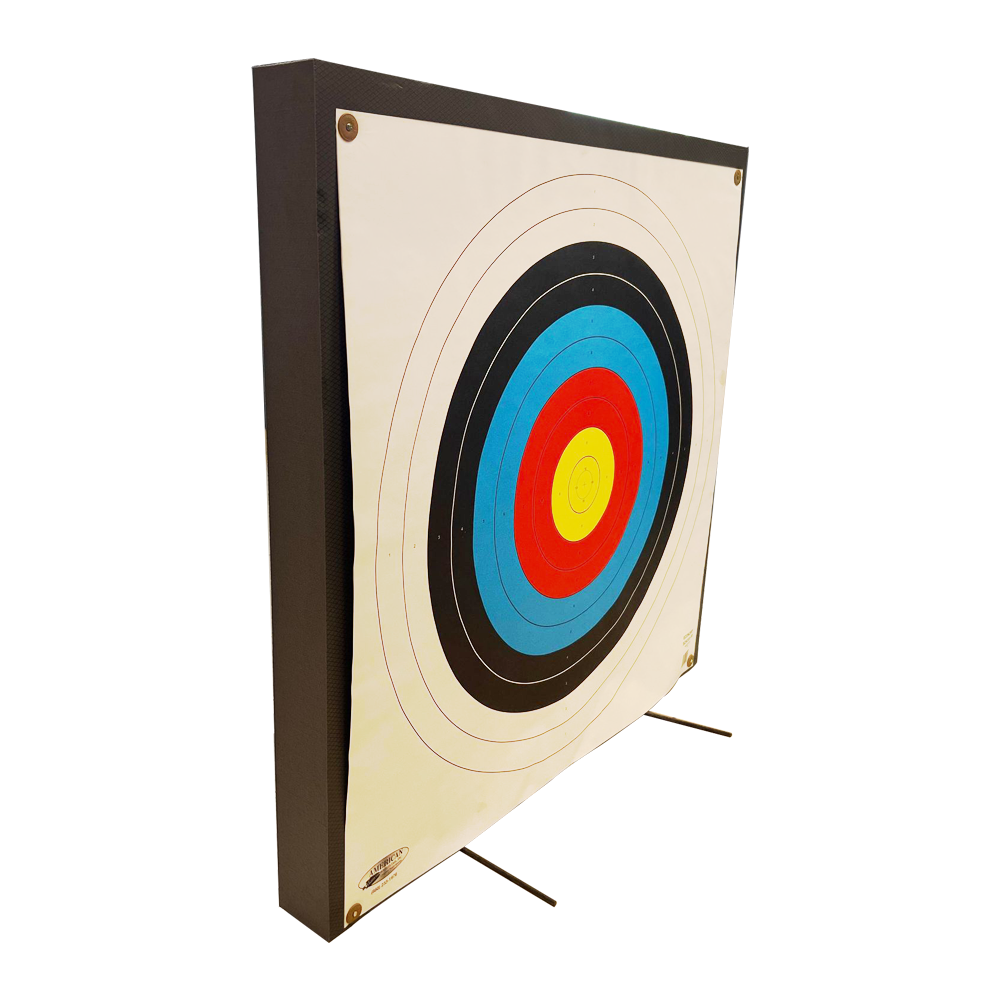 Arrow Stoping Foam Pad on Feet with Paper Target, 36 x 36" (91 x 91 cm)