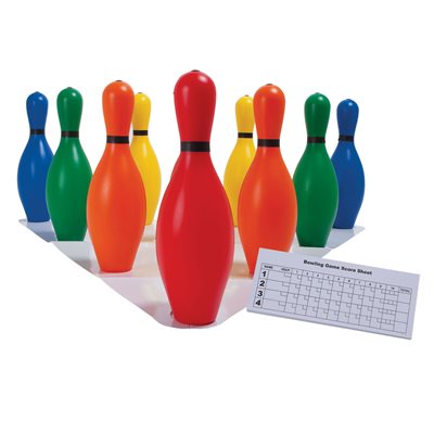 Colored plastic bowling set