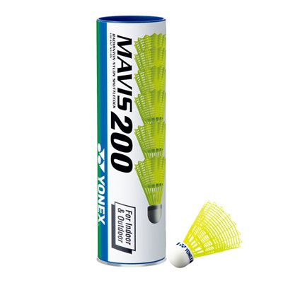 Set of 12 Yellow Yonex® «Mavis 2000» Synthetic Head Badminton Shuttlecocks