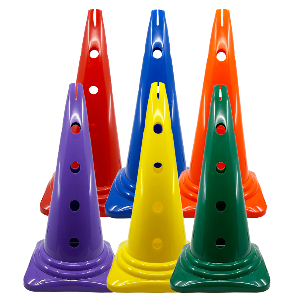 6 hard plastic cones with holed sides