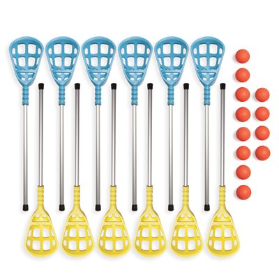 Set of 12 Lacrosse Aluminum Sticks and 12 Balls, 36" (91 cm)