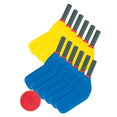 Set of 12 Mini-Hockey Foam Player Sticks with Ball and Puck, 6" (15 cm)