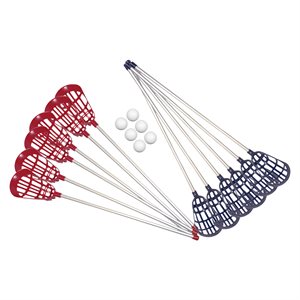 Set of 12 Lacrosse Aluminium Sticks with 6 Balls, 18" (46 cm)