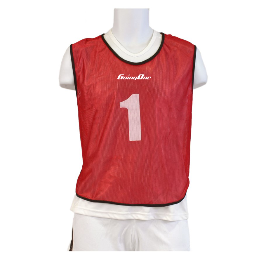 Set of 15 Going One® Red Mesh Numbered Pinnies