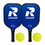 Rhino PickleBall® Set of 2 «Vapor» Aluminum Paddles with 2 Yellow Balls for Pickleball