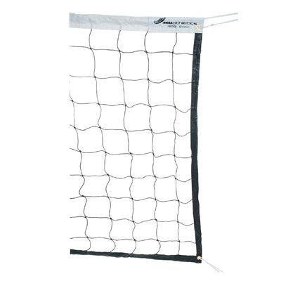 Filet de volleyball institutionnel économique de 6,7 m (22') blanc et noir, avec câble en nylon