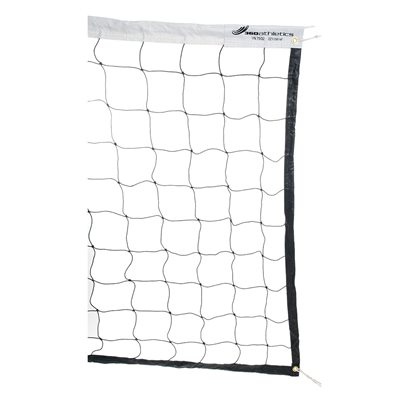 Filet de volleyball institutionnel de 9,15 m (30') blanc et noir, avec câble en nylon