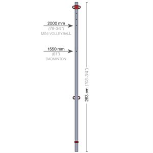 Mini-Volleyball and Badminton Zinc Post of 1.9" (4.8 cm), High School Level