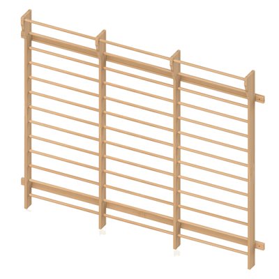 Wooden wall bars, triple unit